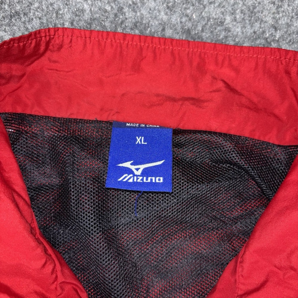 Mizuno Windbreaker Jacket Mens XL Full Zip Athletic Track Running Red White Gym - Picture 3 of 13